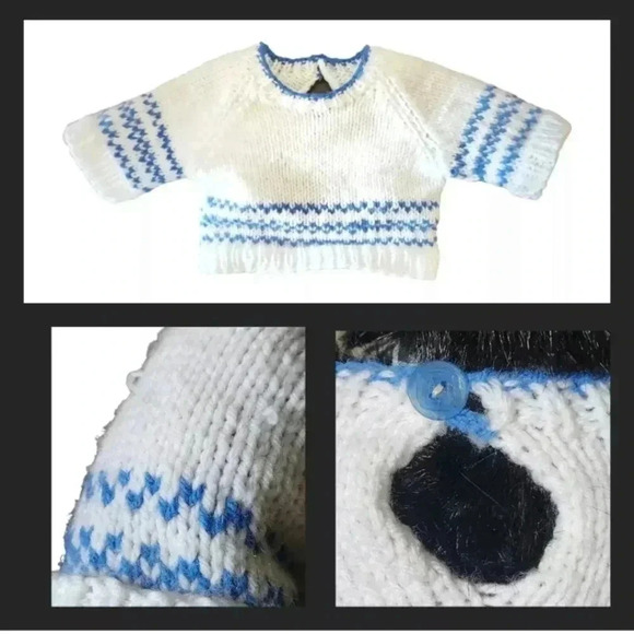 Vintage Russ Berrie Black Teddy Bear Plush – 12" 2005 Handknit Sweater - Picture 8 of 10